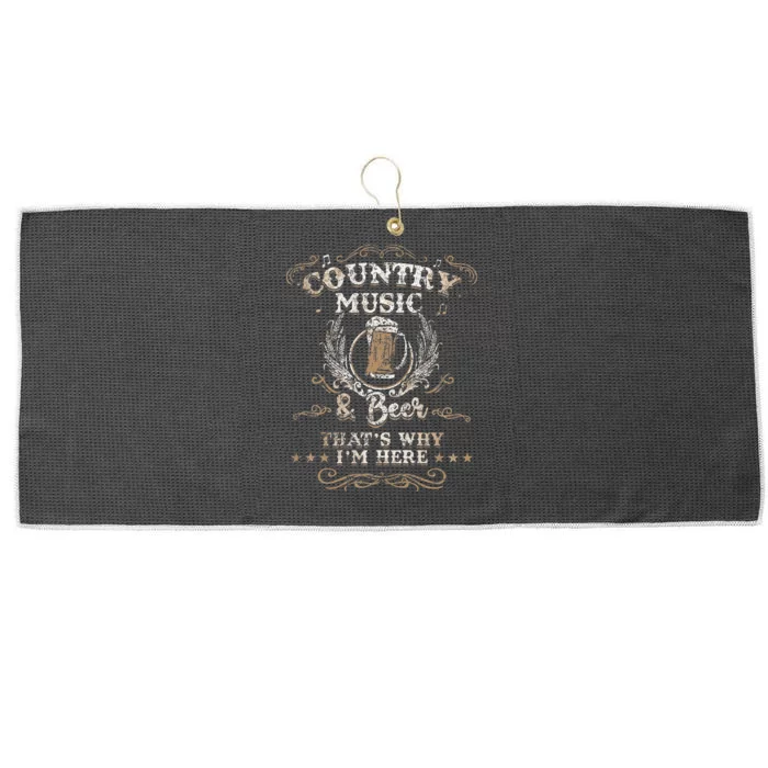 Vintage Country Music And Beer Thats Why Im Here Legends Large Microfiber Waffle Golf Towel