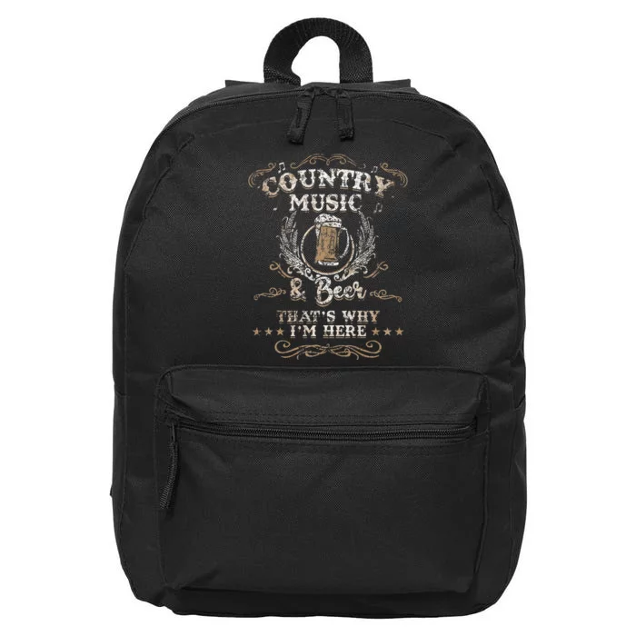 Vintage Country Music And Beer Thats Why Im Here Legends 16 in Basic Backpack