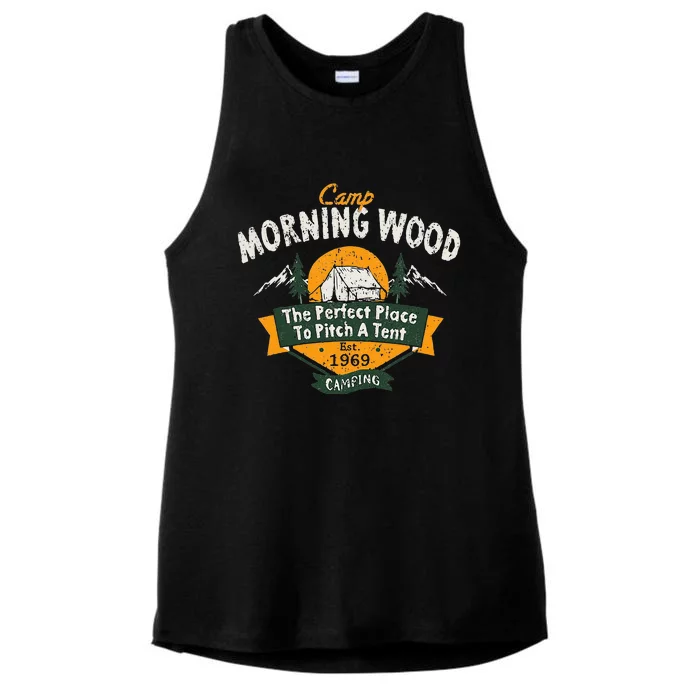 Vintage Camp Morning Wood Camping The Perfect Place To Pitch Ladies Tri-Blend Wicking Tank