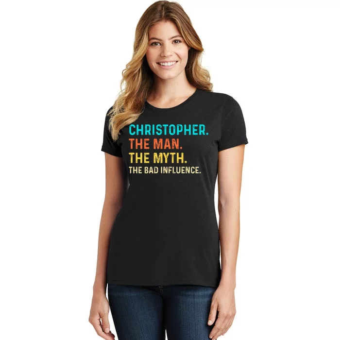 Vintage Christopher Man Myth The Bad Influence First Name Women's T-Shirt