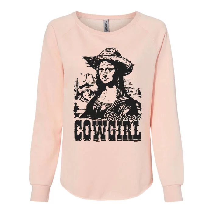 Vintage Cowgirl Mona Lisa Retro Womens California Wash Sweatshirt