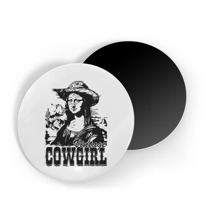 Vintage Cowgirl Mona Lisa Retro Magnet