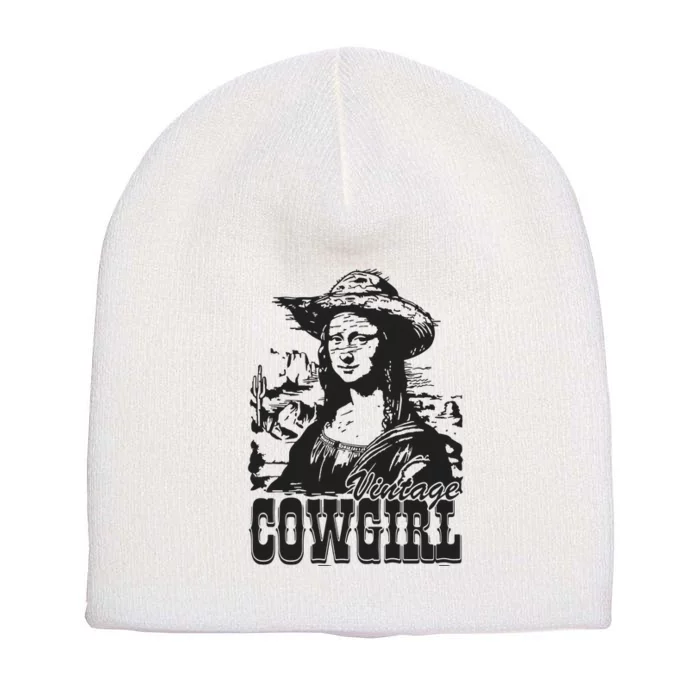 Vintage Cowgirl Mona Lisa Retro Short Acrylic Beanie