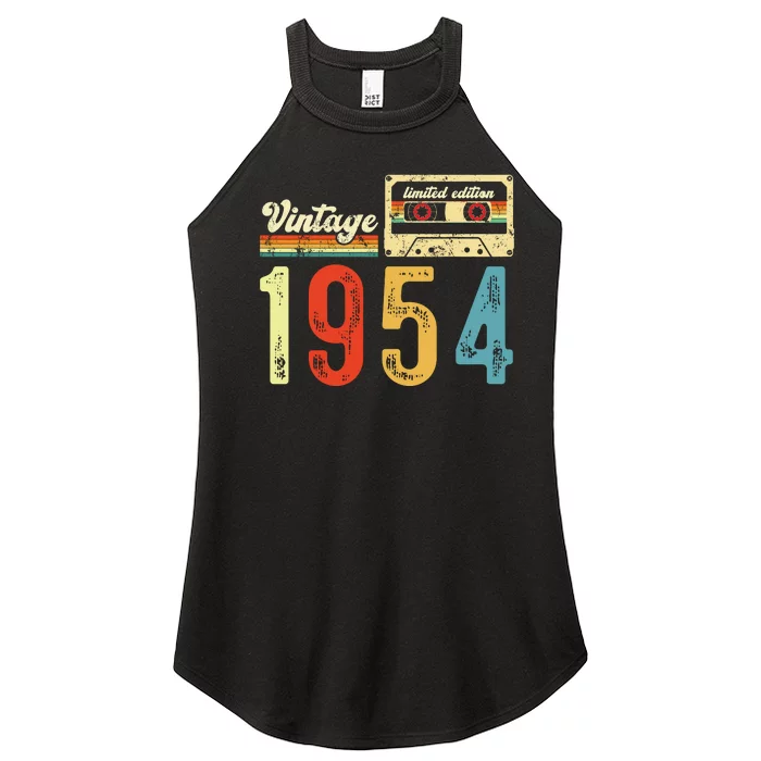 Vintage Cassette Made In 1954 Birthday Women’s Perfect Tri Rocker Tank