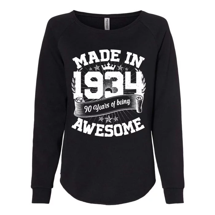 Vintage Crown Made In 1934 90 Years Of Being Awesome Womens California Wash Sweatshirt