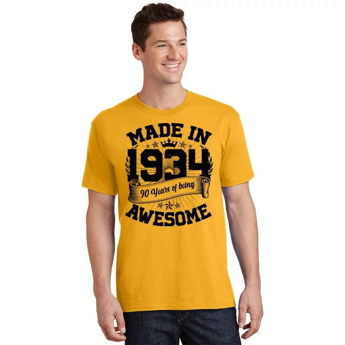 Vintage Crown Made In 1934 90 Years Of Being Awesome T-Shirt