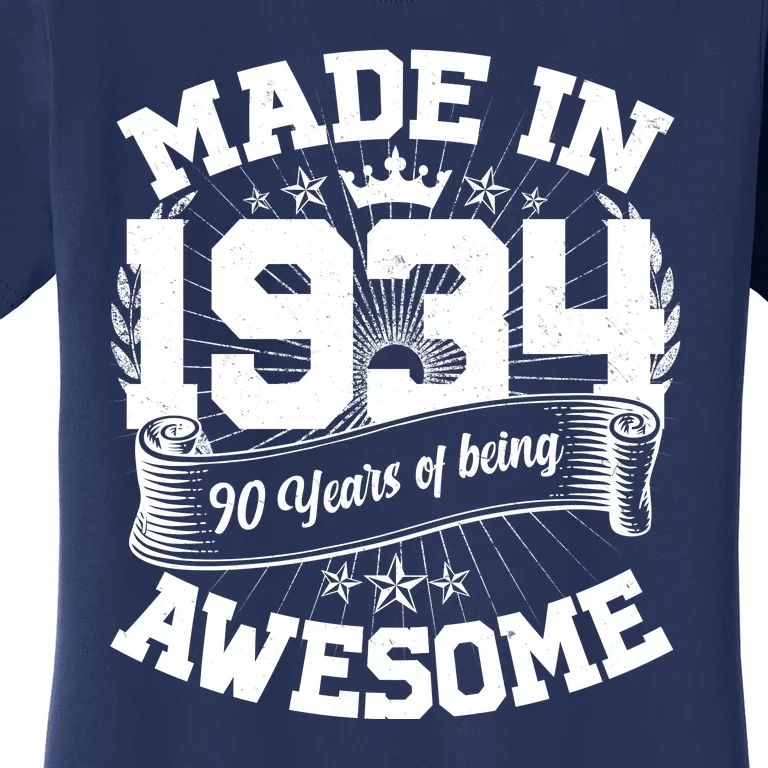 Vintage Crown Made In 1934 90 Years Of Being Awesome Women's T-Shirt