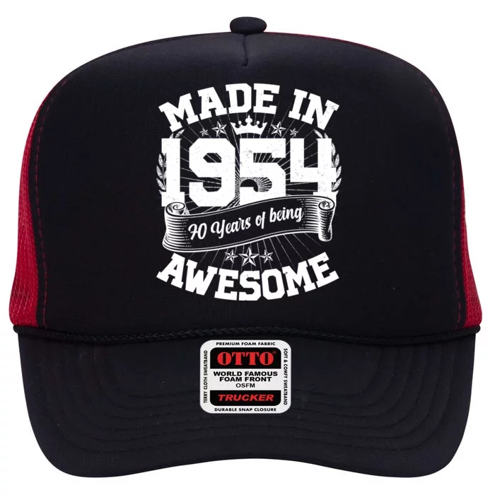 Vintage Crown Made In 1954 70 Years Of Being Awesome High Crown Mesh Trucker Hat