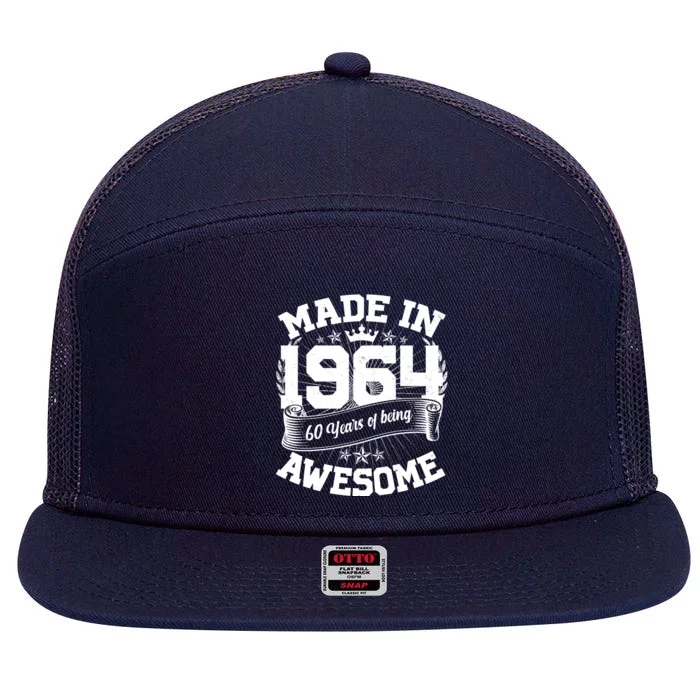 Vintage Crown Made In 1964 60 Years Of Being Awesome 7 Panel Mesh Trucker Snapback Hat