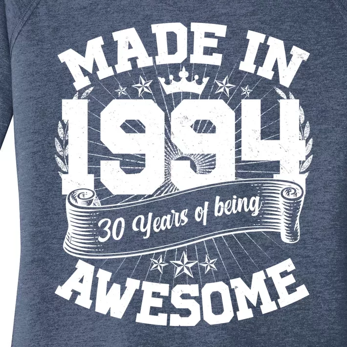 Vintage Crown Made In 1994 30 Years Of Being Awesome Women's Perfect Tri Tunic Long Sleeve Shirt