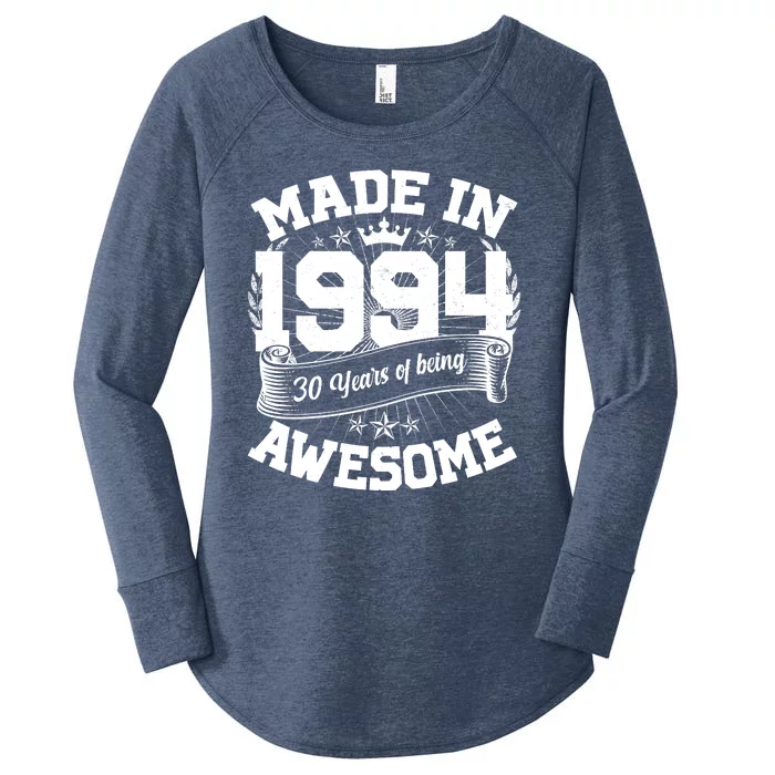 Vintage Crown Made In 1994 30 Years Of Being Awesome Women's Perfect Tri Tunic Long Sleeve Shirt