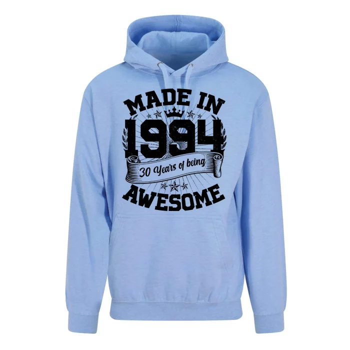 Vintage Crown Made In 1994 30 Years Of Being Awesome Unisex Surf Hoodie