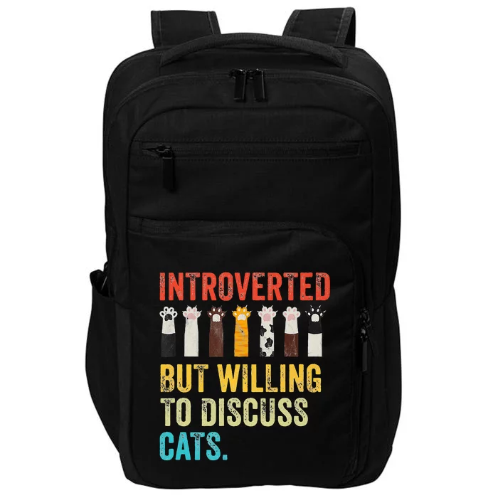 Vintage Cat Meow Introverted But Willing To Discuss Cats Impact Tech Backpack