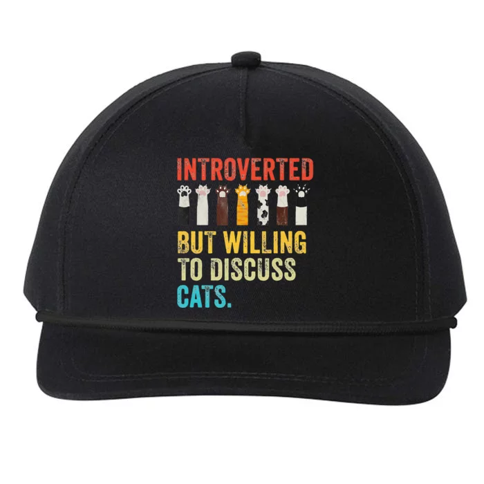 Vintage Cat Meow Introverted But Willing To Discuss Cats Snapback Five-Panel Rope Hat