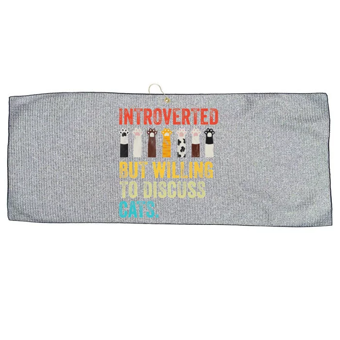 Vintage Cat Meow Introverted But Willing To Discuss Cats Large Microfiber Waffle Golf Towel