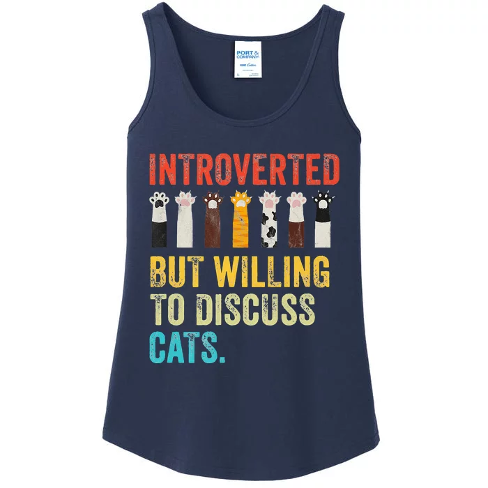 Vintage Cat Meow Introverted But Willing To Discuss Cats Ladies Essential Tank