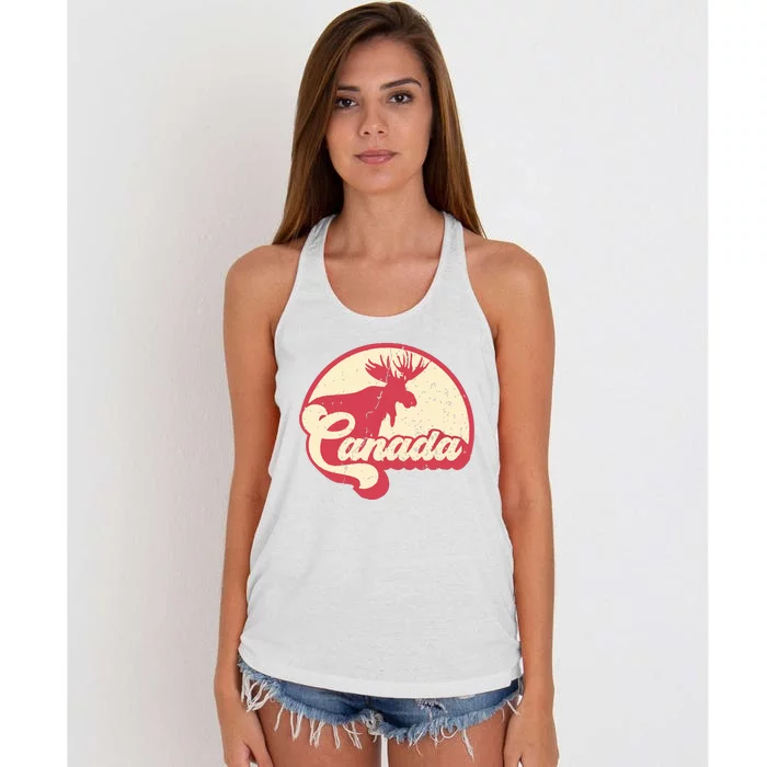 Vintage Canadian Moose Canada Day Women's Knotted Racerback Tank