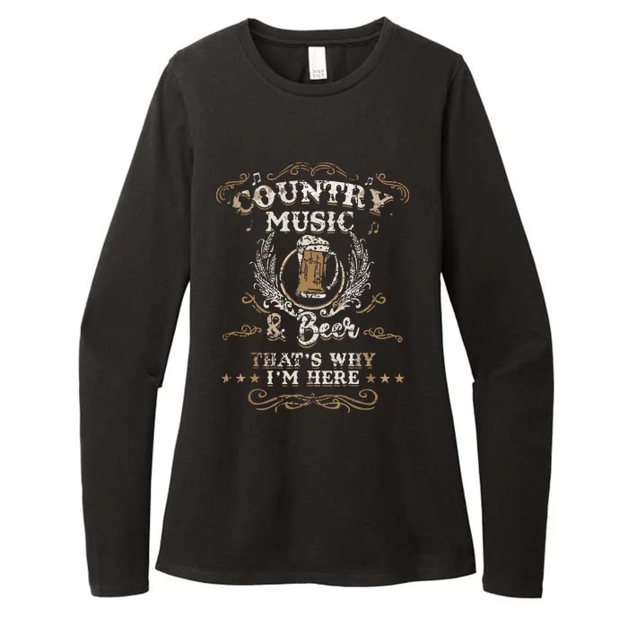 Vintage Country Music And Beer Thats Why Im Here Legends Womens CVC Long Sleeve Shirt