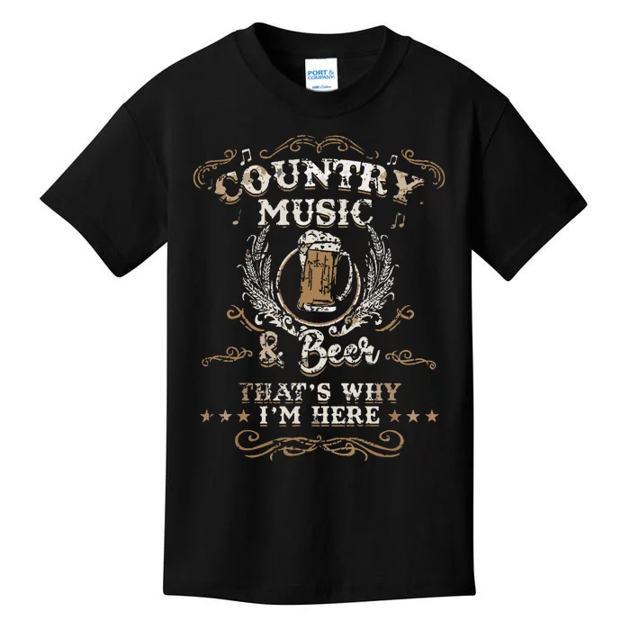 Vintage Country Music And Beer Thats Why Im Here Legends Kids T-Shirt