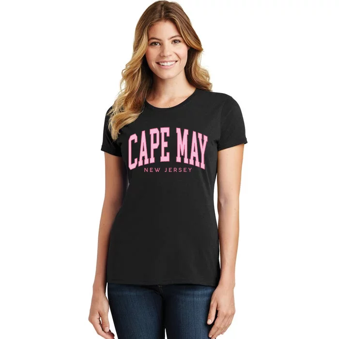 Vintage Cape May Nj Retro Throwback Beach Preppy Women's T-Shirt