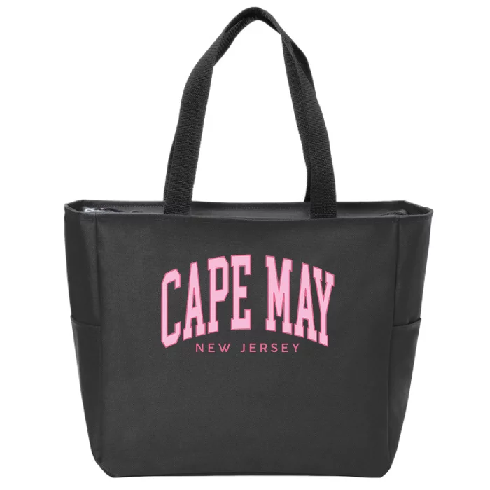 Vintage Cape May Nj Retro Throwback Beach Preppy Zip Tote Bag