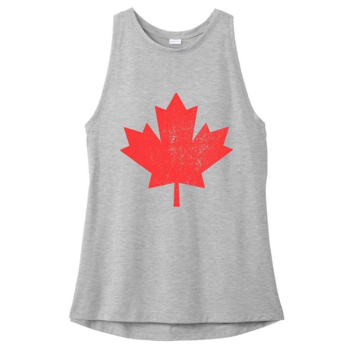 Vintage Canada Maple Leaf Canada Day Ladies Tri-Blend Wicking Tank