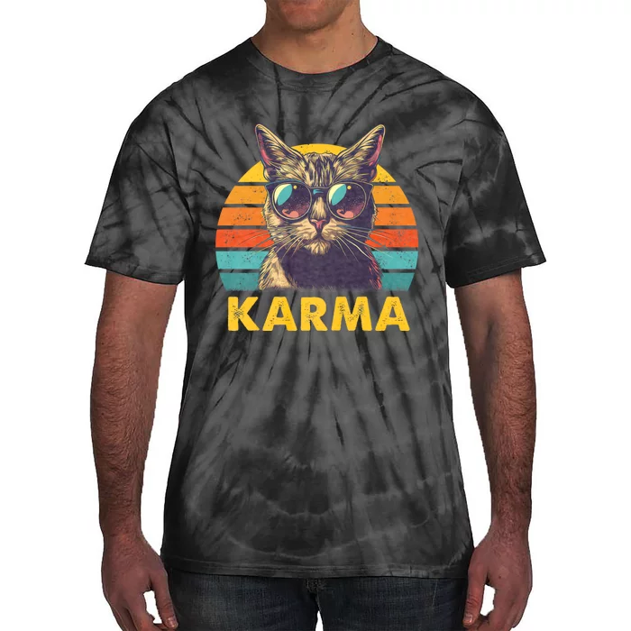 Vintage Cat Music Gifts For Teens Girl Women Karma Tie-Dye T-Shirt