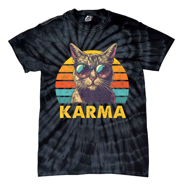 Vintage Cat Music Gifts For Teens Girl Women Karma Tie-Dye T-Shirt