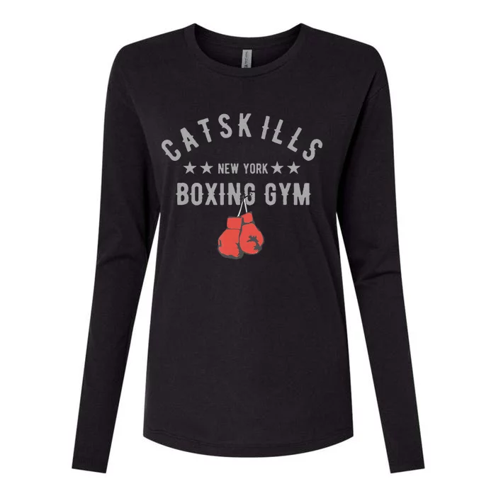 Vintage Catskills New York Boxing Gym Boxing Day Womens Cotton Relaxed Long Sleeve T-Shirt