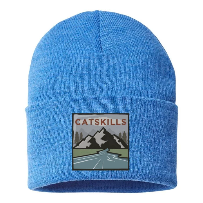 Vintage Catskills Ny Illustration / Retro Catskills Ny Funny Gift Sustainable Knit Beanie