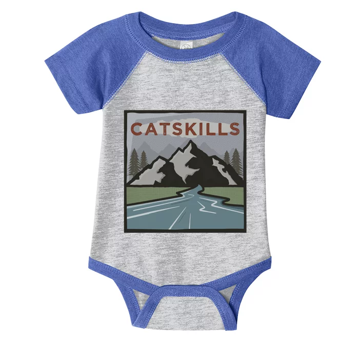 Vintage Catskills Ny Illustration / Retro Catskills Ny Funny Gift Infant Baby Jersey Bodysuit