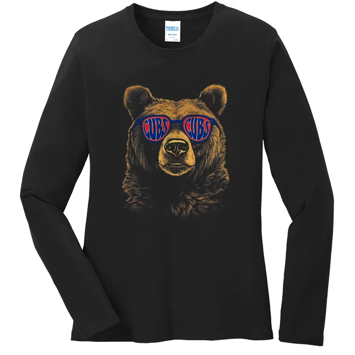 Vintage Cubs Name Pride Apparel Cubs Name Style Distressed Ladies Long Sleeve Shirt