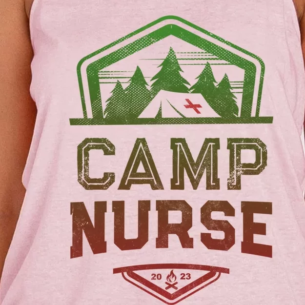 Vintage Camp Nurse Rn Np Summer Have Smore Fun Camping Gift Women's Knotted Racerback Tank