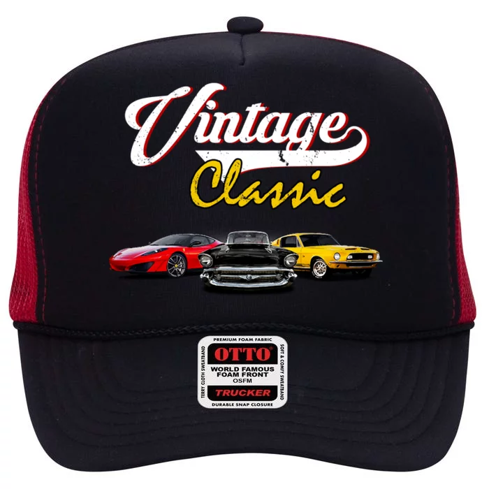 Vintage Classic Oldies Cars High Crown Mesh Trucker Hat