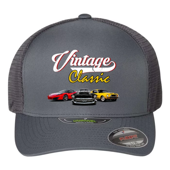 Vintage Classic Oldies Cars Flexfit Unipanel Trucker Cap