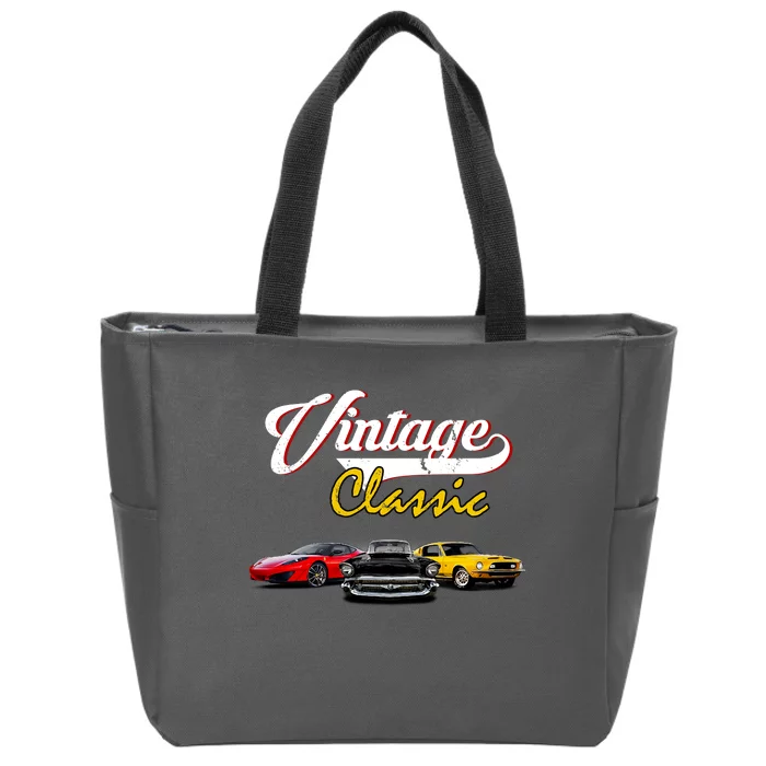 Vintage Classic Oldies Cars Zip Tote Bag