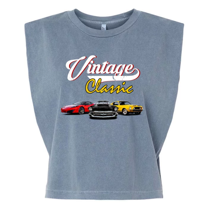 Vintage Classic Oldies Cars Garment-Dyed Women's Muscle Tee