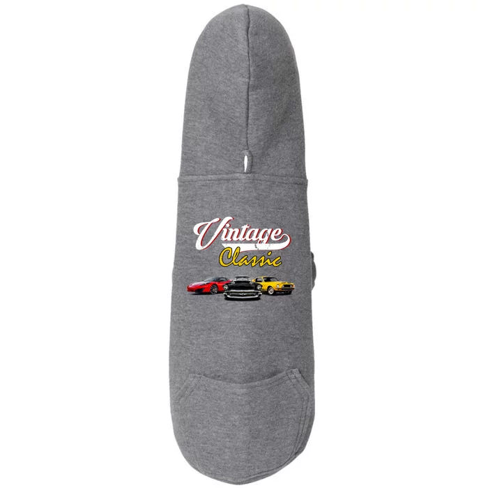 Vintage Classic Oldies Cars Doggie 3-End Fleece Hoodie