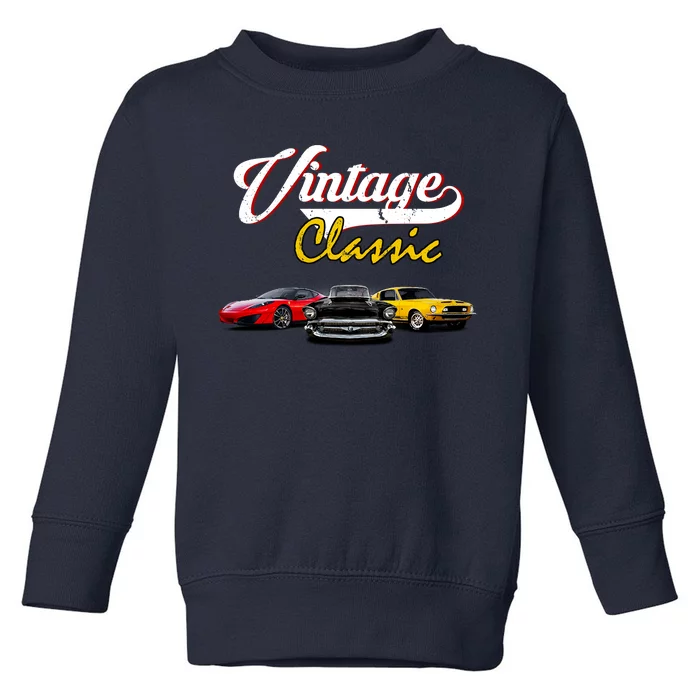 Vintage Classic Oldies Cars Toddler Sweatshirt