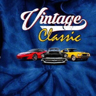 Vintage Classic Oldies Cars Tie Dye Hoodie