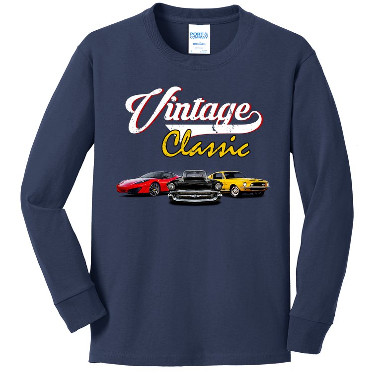 Vintage Classic Oldies Cars Kids Long Sleeve Shirt