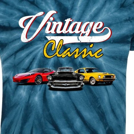Vintage Classic Oldies Cars Kids Tie-Dye T-Shirt