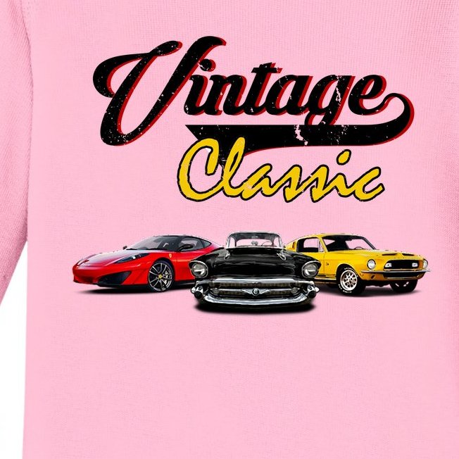 Vintage Classic Oldies Cars Baby Long Sleeve Bodysuit