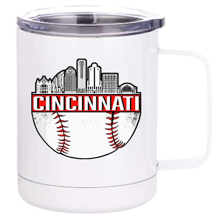 Vintage Cincinnati Ohio Skyline Front & Back 12oz Stainless Steel Tumbler Cup