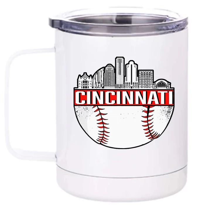 Vintage Cincinnati Ohio Skyline Front & Back 12oz Stainless Steel Tumbler Cup