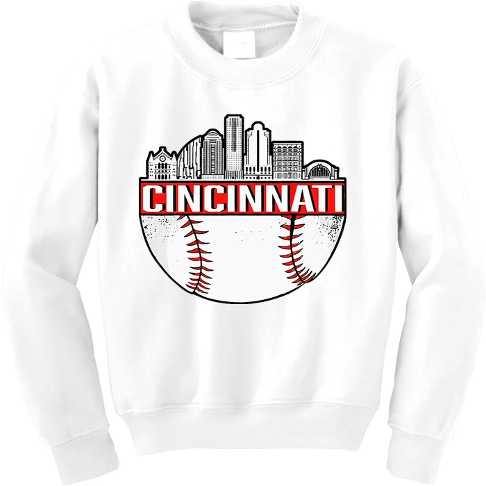 Vintage Cincinnati Ohio Skyline Kids Sweatshirt