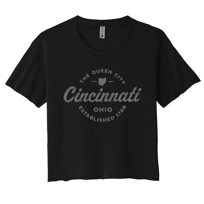 Vintage Cincinnati Ohio 1788 Retro Throwback Souvenir Women's Crop Top Tee