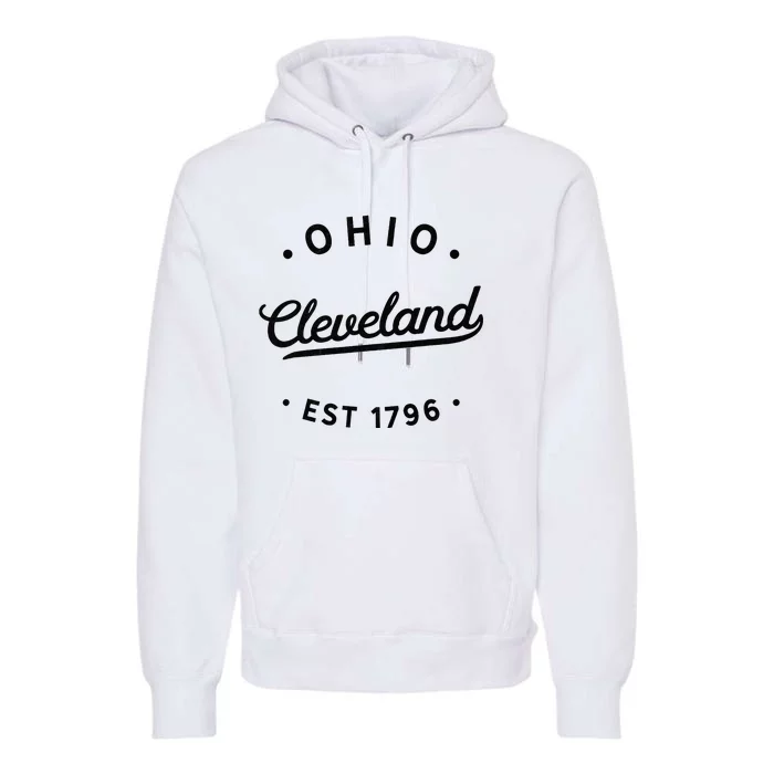 Vintage Cleveland Ohio 1796 Usa Novelty Pride Premium Hoodie