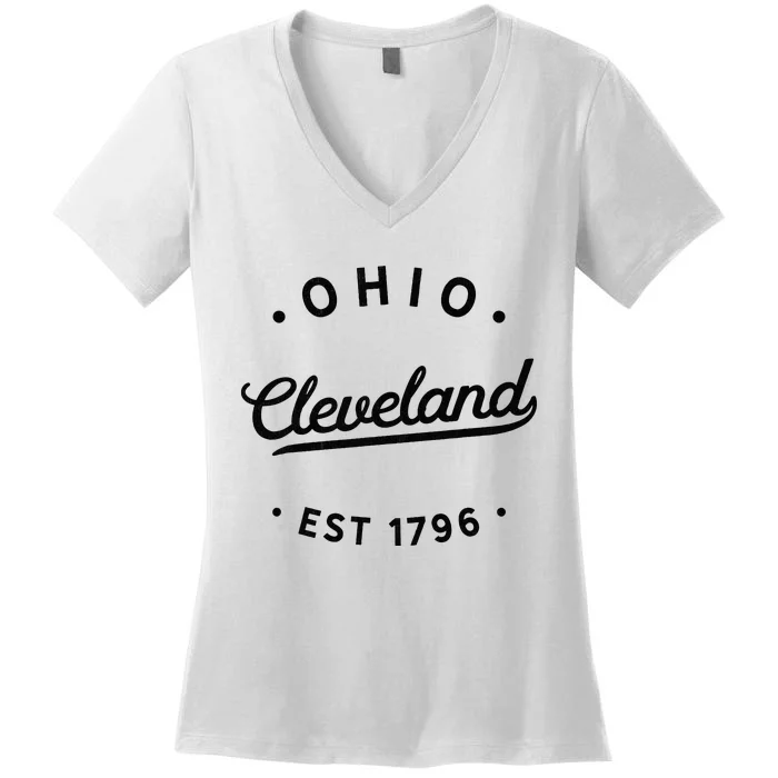 Vintage Cleveland Ohio 1796 Usa Novelty Pride Women's V-Neck T-Shirt