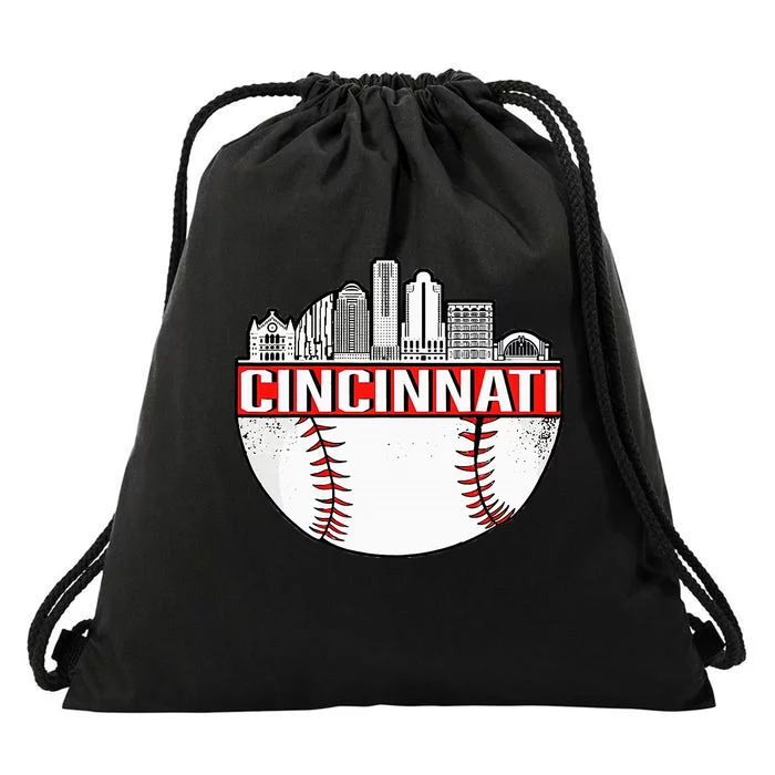 Vintage Cincinnati Ohio Skyline Apparel Drawstring Bag